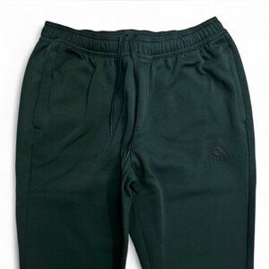 Adidas Mens Fleece Sweatpants Large Dark Green Tapered Ankle Zip Gym Loungewear